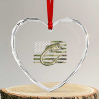 Camo Fish Hook Fishing Heart Crystal Glass Ornament Patriotic US Flag Fisherman Camouflage Bass Fishing - Wonder Print Shop