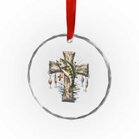 Camo Jesus Cross Fishing Crystal Glass Ornament Faith Family Fishing Fathers Day