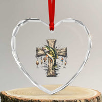Camo Jesus Cross Fishing Heart Crystal Glass Ornament Faith Family Fishing Fathers Day