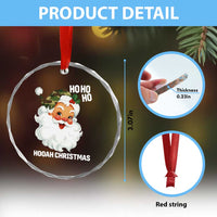 Camo Santa Christmas Crystal Glass Ornament Ho Ho Ho Hooah Christmas TS14