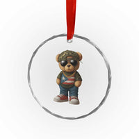 Camo Teddy Bear Puerto Rico Flag Crystal Glass Ornament Camouflage Rican Boricua TS10