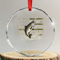 Camouflage American Flag Trout Fishing Crystal Glass Ornament Patriotic Saltwater Angler Gift Sea Fishing Lovers