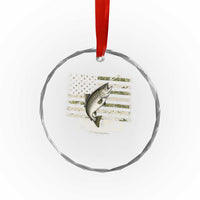 Camouflage American Flag Trout Fishing Crystal Glass Ornament Patriotic Saltwater Angler Gift Sea Fishing Lovers