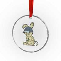 Camouflage Bunny Crystal Glass Ornament Funny Hunter Easter Gift