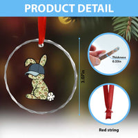 Camouflage Bunny Crystal Glass Ornament Funny Hunter Easter Gift