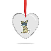 Camouflage Bunny Heart Crystal Glass Ornament Funny Hunter Easter Gift