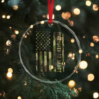 Camouflage Patriotic Dad 2026 Crystal Glass Ornament USA Flag New Father Announcement