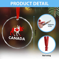 Canada Moose Maple Leaf Crystal Glass Ornament Canadian Pride