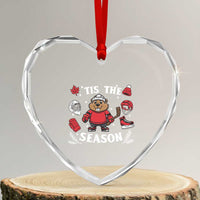 Canadian Ice Hockey Beaver Heart Crystal Glass Ornament Tis The Season Holiday Gift - Wonder Print Shop