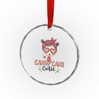 Candy Cane Cutie Xmas Cute Girl Kid Messy Bun Crystal Glass Ornament TS09