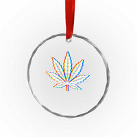 Cannabis Leaf Glitch Effect Graphic Crystal Glass Ornament Retro RGB Distortion Weed and Stoner Lifestyle