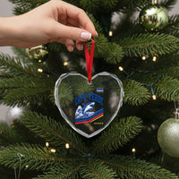 Cape Verde Blue Sharks Ocean Wave Graphic Heart Crystal Glass Ornament Cabo Verde Pride Sports Fans