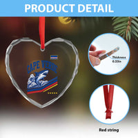 Cape Verde Blue Sharks Ocean Wave Graphic Heart Crystal Glass Ornament Cabo Verde Pride Sports Fans