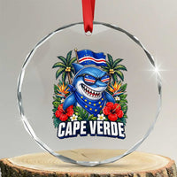 Cape Verde Cool Blue Shark Tropical Graphic Crystal Glass Ornament Cabo Verde Paradise Verdean Soccer Football Fans