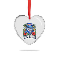 Cape Verde Cool Blue Shark Tropical Graphic Heart Crystal Glass Ornament Cabo Verde Paradise Verdean Soccer Football Fans