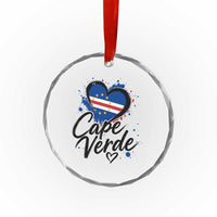 Cape Verde Flag Heart Crystal Glass Ornament Cabo Verde Pride Verdean Love