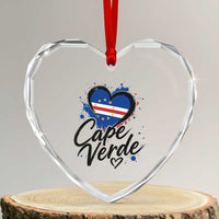 Cape Verde Flag Heart Heart Crystal Glass Ornament Cabo Verde Pride Verdean Love