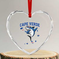 Cape Verde Flag Map Shark Cape Verdean Roots Heart Crystal Glass Ornament