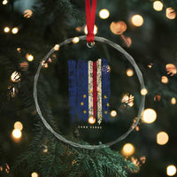 Cape Verde Vertical Brush Stroke Flag Graphic Crystal Glass Ornament Cabo Verde National Pride Artistic Gift