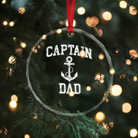 Captain Dad Crystal Glass Ornament Boat Pontoon Father Fishing Sailor