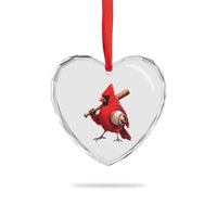 Cardinals Baseball Player Heart Crystal Glass Ornament Retro STL Redbird Fan Bird Mascot Baseball