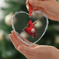 Cardinals Baseball Player Heart Crystal Glass Ornament Retro STL Redbird Fan Bird Mascot Baseball
