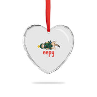 Cat Christmas Meme Heart Crystal Glass Ornament Eepy Kitten Silly Sleepy - Wonder Print Shop