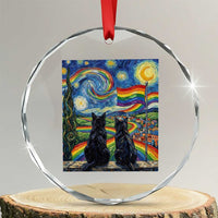 Cat Gay Pride Crystal Glass Ornament Starry Night Style LGBTQ Pride Support