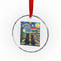 Cat Gay Pride Crystal Glass Ornament Starry Night Style LGBTQ Pride Support