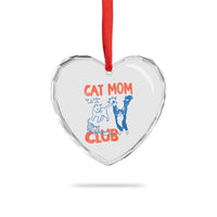 Cat Mom Club Heart Crystal Glass Ornament Life is Better with Cats Mothers Day