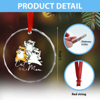 Cat Mom Crystal Glass Ornament Three Cool Cats with Sunglasses TS12