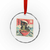 Cat Ramen Christmas Crystal Glass Ornament Japanese Kawaii Retro Cats Manga - Wonder Print Shop