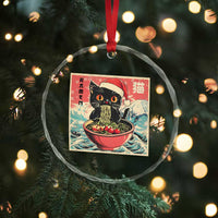 Cat Ramen Christmas Crystal Glass Ornament Japanese Kawaii Retro Cats Manga - Wonder Print Shop