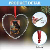Cat Ramen Hanukkah Heart Crystal Glass Ornament Japanese Kawaii Anime Chanukah Cat - Wonder Print Shop