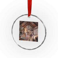 Cat Selfie with Woman Funny Cat Mom Crystal Glass Ornament