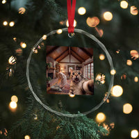 Cat Selfie with Woman Funny Cat Mom Crystal Glass Ornament