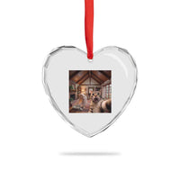 Cat Selfie with Woman Funny Cat Mom Heart Crystal Glass Ornament