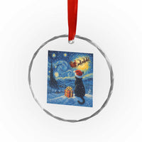 Cat Starry Night Christmas Crystal Glass Ornament Van Gogh Cat Lover Xmas TS14