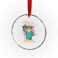 Cat Statue Of Liberty Crystal Glass Ornament Patriotic American Flag TS12