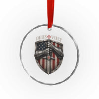 Catholic Knight Templar Crusader Crystal Glass Ornament Rertro Deus Vult American Flag