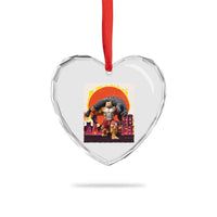 Catzilla Funny Cat Japanese Cityscape Heart Crystal Glass Ornament - Wonder Print Shop