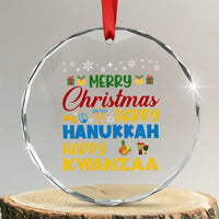 Celebrate All Holidays Merry Christmas Hanukkah Kwanzaa Gift Crystal Glass Ornament TS12