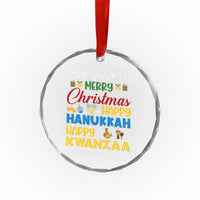 Celebrate All Holidays Merry Christmas Hanukkah Kwanzaa Gift Crystal Glass Ornament TS12