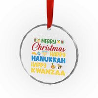 Celebrate All Holidays Merry Christmas Hanukkah Kwanzaa Gift Crystal Glass Ornament - Wonder Print Shop