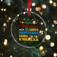 Celebrate All Holidays Merry Christmas Hanukkah Kwanzaa Gift Crystal Glass Ornament TS12