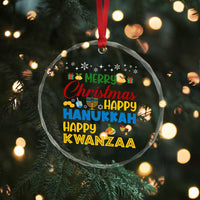 Celebrate All Holidays Merry Christmas Hanukkah Kwanzaa Gift Crystal Glass Ornament - Wonder Print Shop