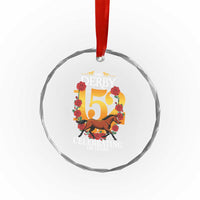 Celebrating 152 Years Horse Racing Anniversary Horseshoe Graphic Crystal Glass Ornament Elegant Run Lucky Charm Floral 152nd Anniversary