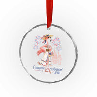 Celebrating 250 Years of American Spirit Flamingo Crystal Glass Ornament Cute Patriotic Tropical Bird Summer Landmarks Fireworks