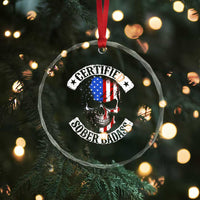 Certified Sober Badass Crystal Glass Ornament Sobriety Alcohol Fighters Vintage Skull