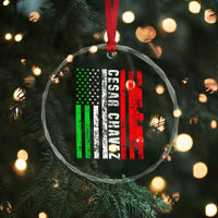 Cesar Chavez Crystal Glass Ornament American Mexican Flag Patriotic Mexico Distressed TS02